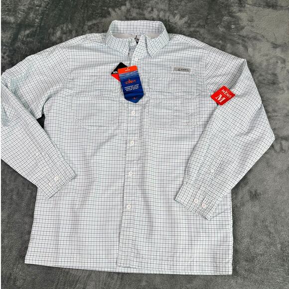 Habit Fishing Lake Hike Shirt Men's M/M White Grid Check Long Sleeve NWT - Picture 1 of 10